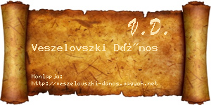 Veszelovszki Dános névjegykártya